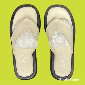 NastyGal White Wide Platform Sandals